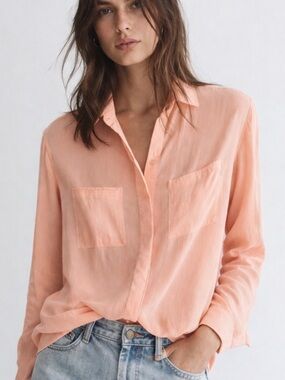 Vince Sienna Button Down Shirt in Peach